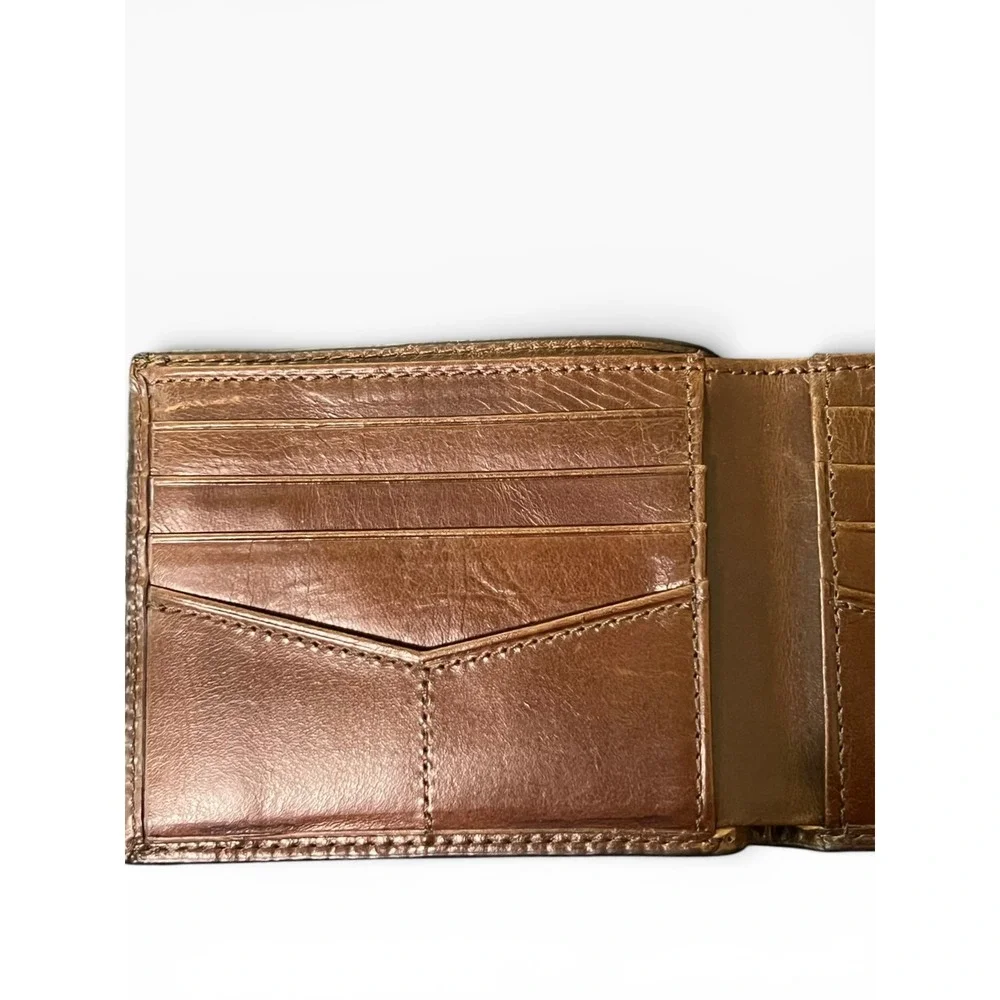 Fossil Genuine Leather Bifold Wallet - Distressed Caramel Brown